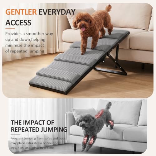 Dog Ramp for Bed & Couch (Large/48"L x 17"W x 16"-24"H)