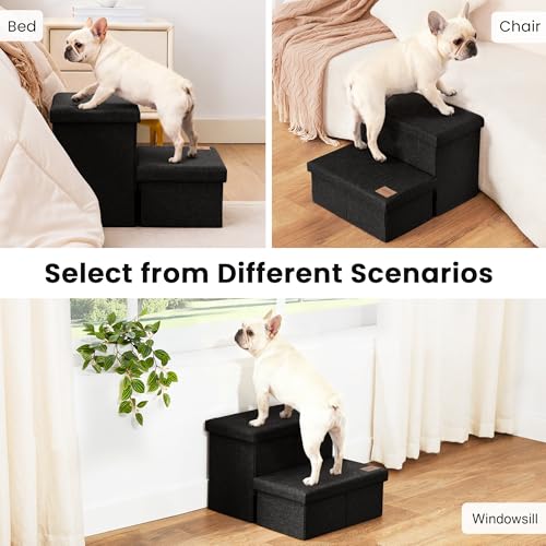 Dog Stairs for High Bed (Black / 19" X 17" X 13" H)