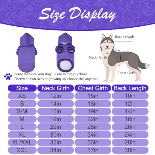 Dog Hoodie for Large Medium Small Dogs (Purple / Medium)