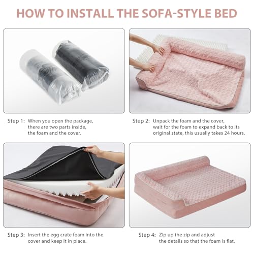 Orthopedic Washable Dog Bed (Pink / 36.0"l x 27.0"w x 6.5"th)