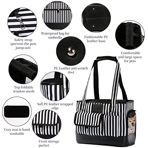 Cat Carrier Dog Carrier (Black White Stripes New)