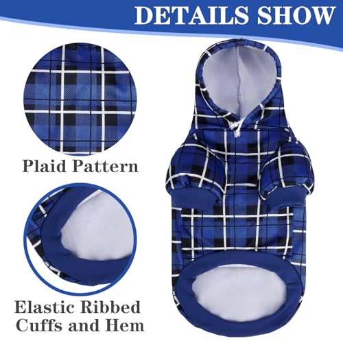 Plaid Dog Hoodie (X-Small / Navy Blue)