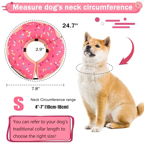 Inflatable Cone Collar for Large Medium Small Dogs (Pink / S（neck 4"-7"）)