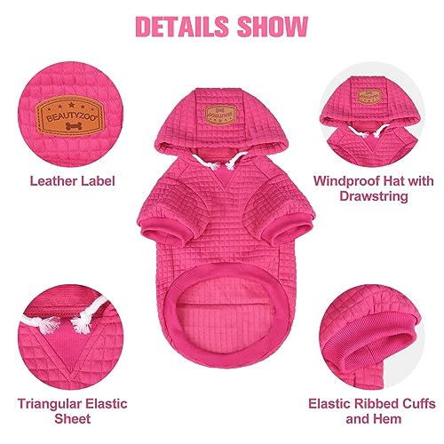 Dog Hoodies Sweater for Small Dogs (Rose Pink / XS (Back: 10",Chest: 14", Neck: 8.7"))