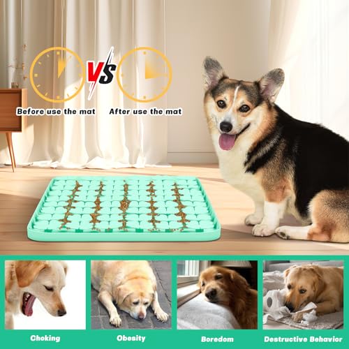 Silicone Snuffle Mat for Dogs 23.6"x 15.7" Large Slow Feeder Mat (Green:23.6"x15.7")