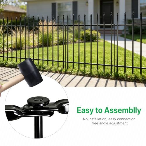 42" H x 12.5Ft Metal Garden Fence (Black / 42″ H x 12.5 ft (5 Panels))