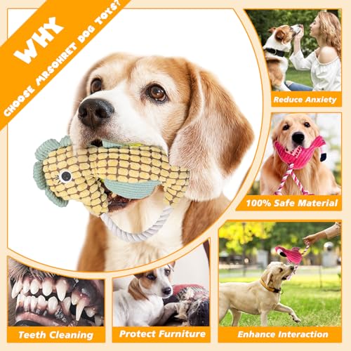 5 Pack Plush Dog Toys with Rope