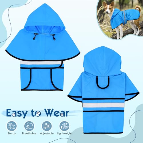 Dog Raincoat Waterproof Dog Rain Jacket with Leash Hole (Medium / Blue)