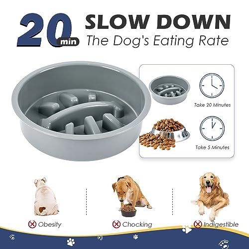 Elevated Dog Bowls with Slow Feeder (Black - XL Grey Silicone Mat / Height-16.5inch)