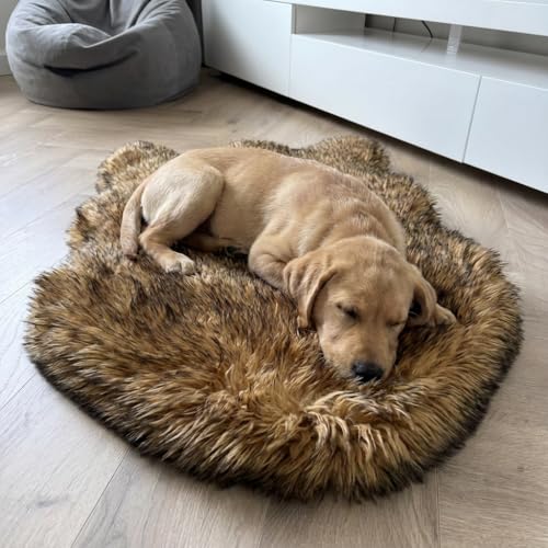 Faux Fur Orthopedic Dog Bed (Brown / Small)