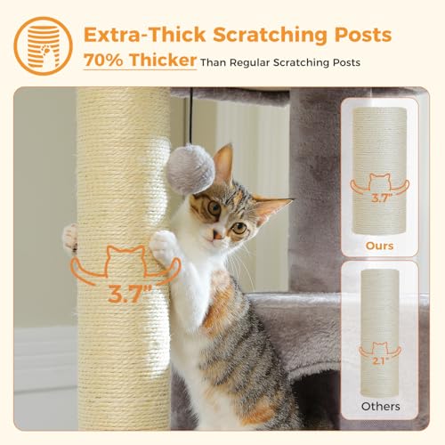 57.8" Heavy Duty Cat Tree for Maine Coon (Grey / 57.8in)