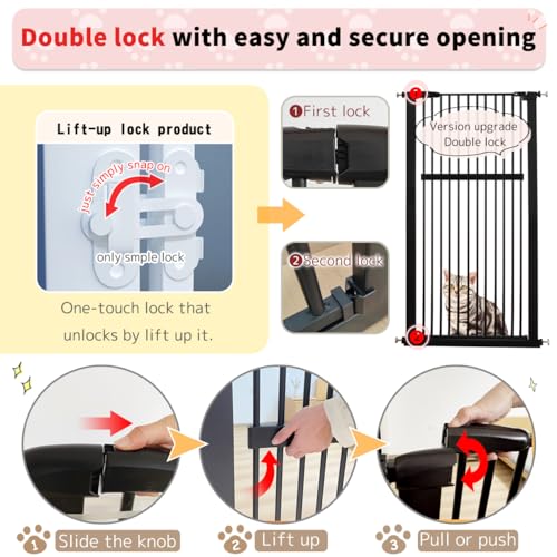 55.12" Extra Tall Pet Gate for Cat Dog 30.12" (55.12" H-black / 30.12"-34.05" W)