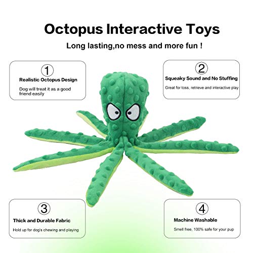 2 Pack Octopus Dog Toys (Orange+Green)