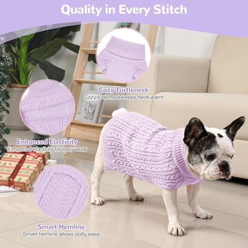 Dog Sweater 2 Pack for Medium Dogs (Pink & Purple / Large)