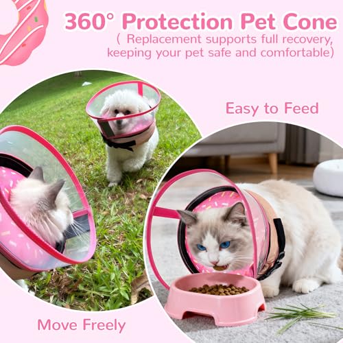 Inflatable Dog Cone Collar with Anti (Donut Pink / S(Neck:4-6.5''))