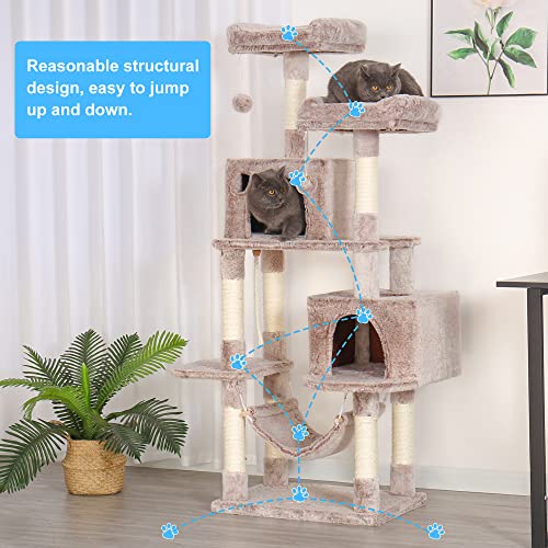 Cat Tree Tower with Sisal Scratching Posts (53.7 Inches / Muchroom)