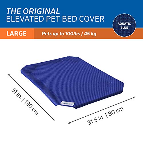 The Original Coolaroo Elevated Pet Bed Replacement Cover (Aquatic Blue / Large / Large)