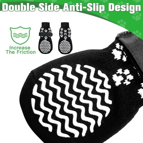 Anti Slip Dog Socks to Prevent Licking Paws for Hot Pavement (Black / Small)
