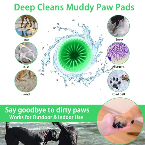 Dog Paw Cleaner Cup with Detachable Top Brush for Large & XL Dogs (Large(3Towels&Brush) / Green)