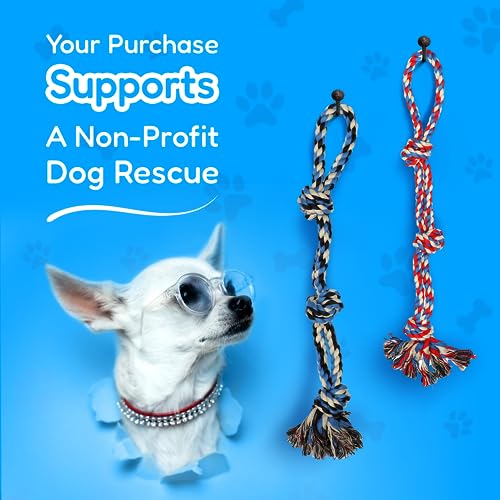 XL Dog Rope Toys for Aggressive CHEWERS (red, white, blue, orange / 4 Piece Set)
