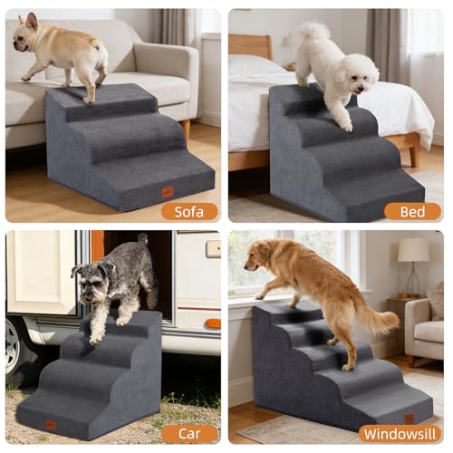 Dog Stairs for Small Dogs and Cats (Grey / 15.7x28.3x19.7in)
