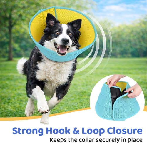 Soft Dog Cone Collar to Stop Licking After Surgery (Yellow Blue / S)