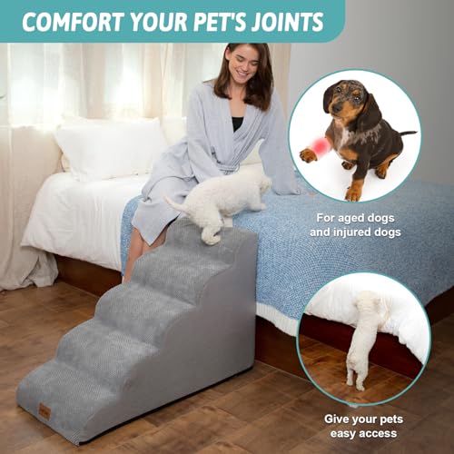 Dog Stairs for Small Dog 22.6" H (Grey / Standard:15.7"x33"x22.6")