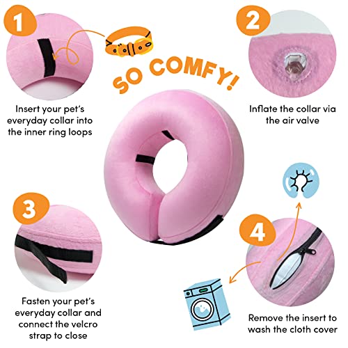 Inflatable Dog Cone Collar Alternative After Surgery Large (Pink / Large [Neck:14"-18"])
