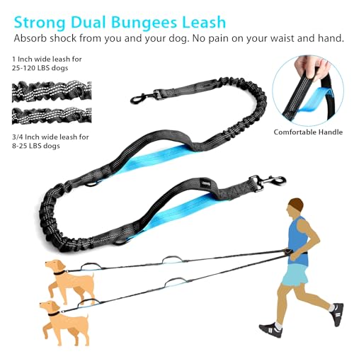 Hands Free Dog Running Leash with Adjustable Waist Belt (Medium)