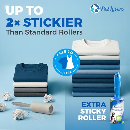Extra Sticky Lint Roller Mega Value Set 900 Sheets for Pet Hair Removal and Clothes