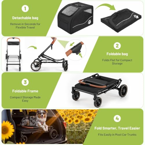 Dog Stroller for Large Dogs (Black)