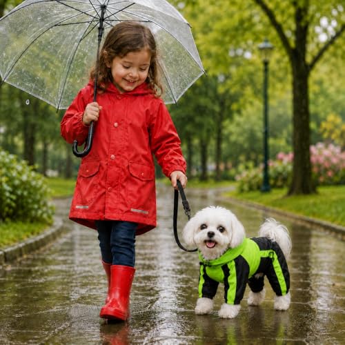 Pet Apparel Large Dog Clothing Raincoat Pet Clothes Rain Coat For Big Large Dogs Red Green Waterproof (L-M (Large Dog ~45lbs) / Green)