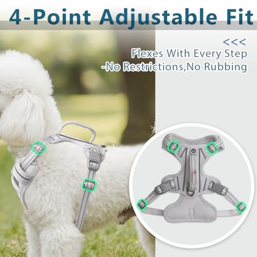 Dog Harness No Pull with ID Tag Pocket (Small(Chest:19.5-26”) / Grey)