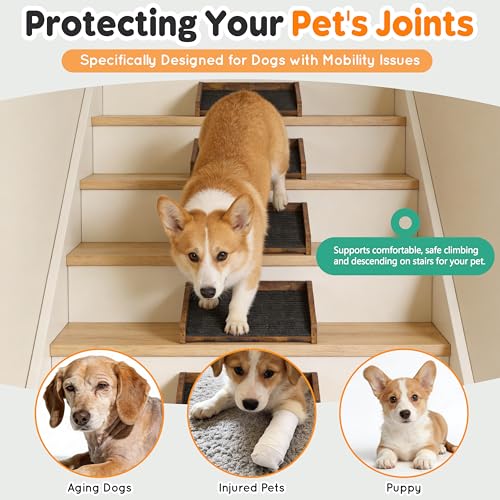 2Pcs Low Angled Wooden Dog Ramp for Stairs (2Pcs)