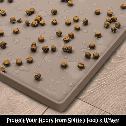 Dog Food Mat Waterproof Dog Bowl Mat for Food and Water (23.6"L x 15.7"W / Taupe)