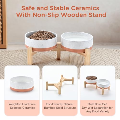 Elevated Dog Bowls Ceramic (5.1 in - 1.7 cups / Pattern White)