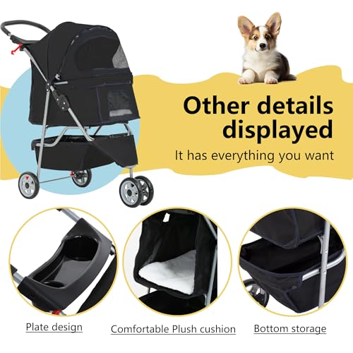 Pet Stroller 3 (Dark Black / 3 Wheels)