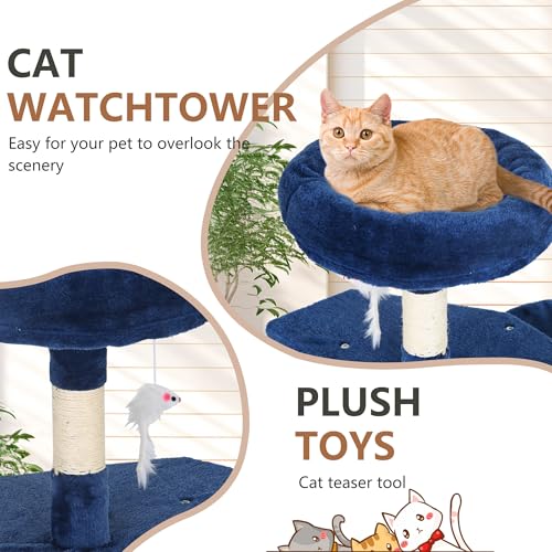 36" Cat Tree Tower (Navy Blue)
