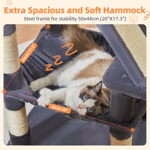 Sturdy Cat Tree (Smoky Gray / 57.5 Inches)