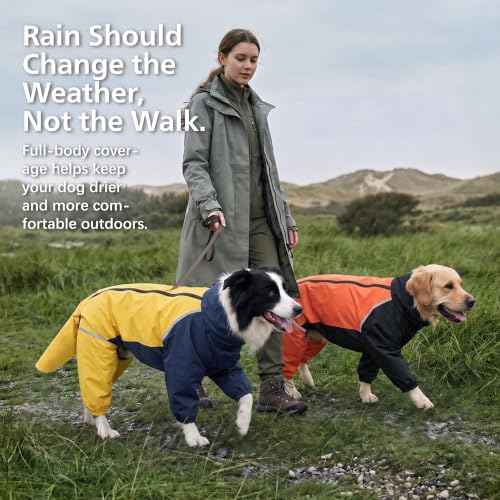 Full Body Dog Raincoat with Detachable Hood (Cherry Blossom Pink / Large)
