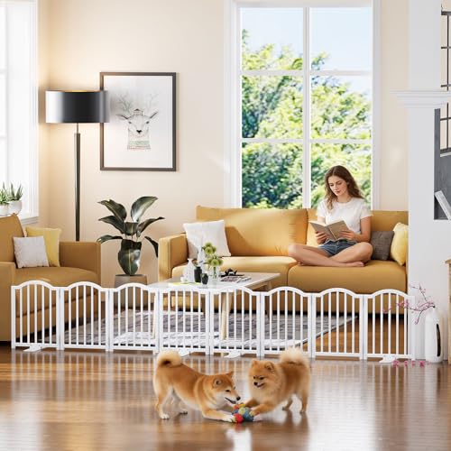 2 Pack Short Dog Gate Indoor (White / 4 Panel-16''H, Up to 48''W (2Pack))