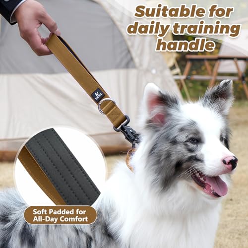14 Inch Traffic Dog Leash with Padded Handle (Khaki)