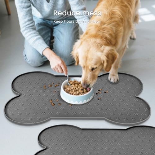 Dog Food Mat Anti (25.6" x 13"-2PCS / Grey)