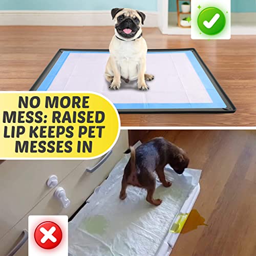 Dog Pee Pad Holder Tray Fits for 27.5” x 44” Pee Pads (44 x 27.5 Inches / Gray)