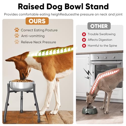 Adjustable Raised Metal Dog Bowl Stand (Stand / W 6.3"-10.2", H 8.8'',10.8",12.5")