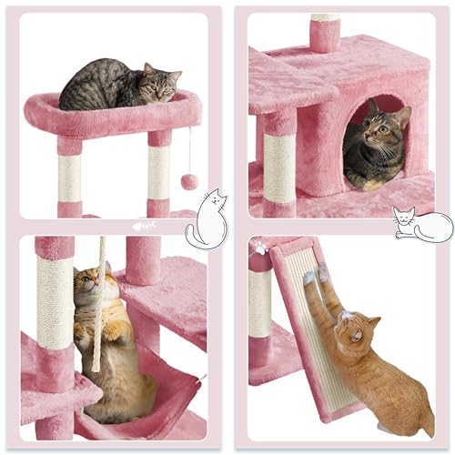 63in Sturdy Large Cat Tree for Indoor Heavy Cats (Pink / 63in)