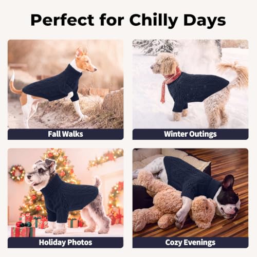Dog Sweater for Large Dogs Turtleneck Knitwear Fall Sweatshirt XXXL (3XL / Navy Blue)