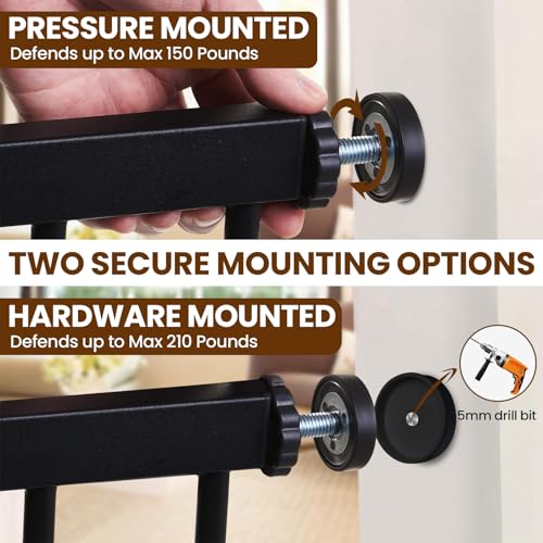 29.7 48" Baby Gate for Stairs (Black / 29.7-48"W x 30"H)