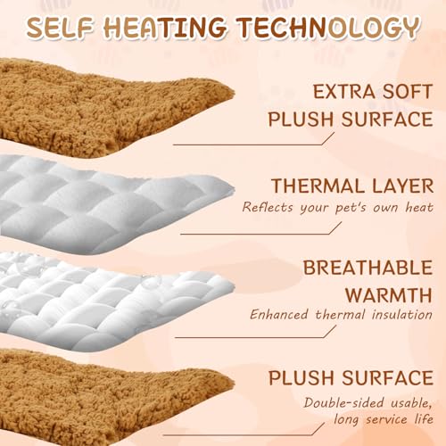 3 Pack Self Warming Pet Bed Leaf Shape Self Heating Cat Dog Mat Washable Thermal Sleeping Pad for Indoor Outdoor Hedgehog (Orange / Medium-18"x24")