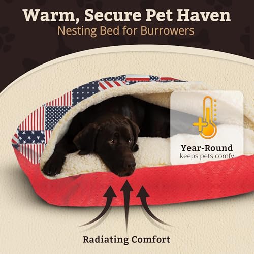 Rectangle Cozy Cave Dog Bed (Starpatch Red Diamond / Extra Large)